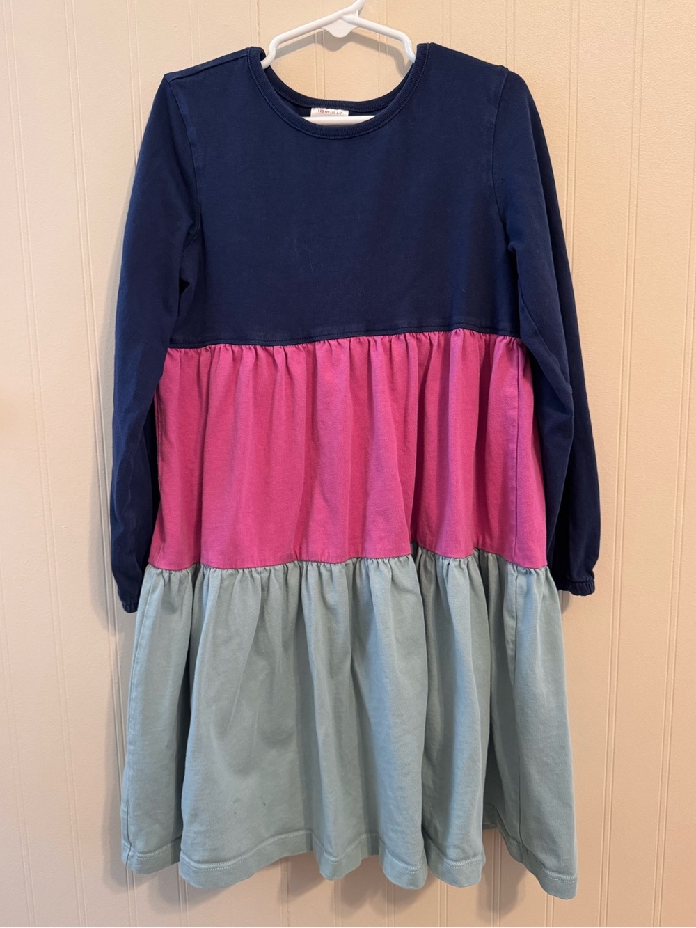 Hanna Andersson Navy, Purple & Light Blue Tiered Colorblock Dress